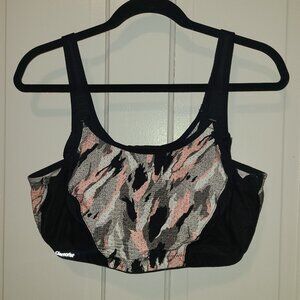 Glamorise Custom Control Sports Bra1166 Size 44D Gray Pink White Wireless
